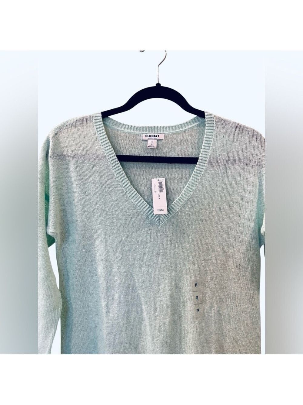 Old Navy Women’s V-neck Pullover Aqua Lightweight Sweater Size: Small NWT